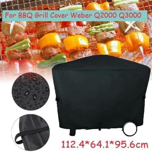 Housse Barbecue - HAOPYOU - Weber Family Series Q2000 et Q3000 - Polyester - Noir