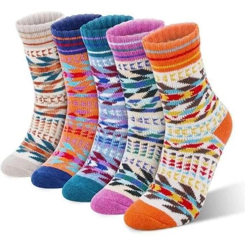 Haopyou- Chaussettes Femmechaussettes En Laine Chaussettes Femme Chaussettes Hiver Vintage Doux Chaud Pour Hiver 5 Pairesch Com