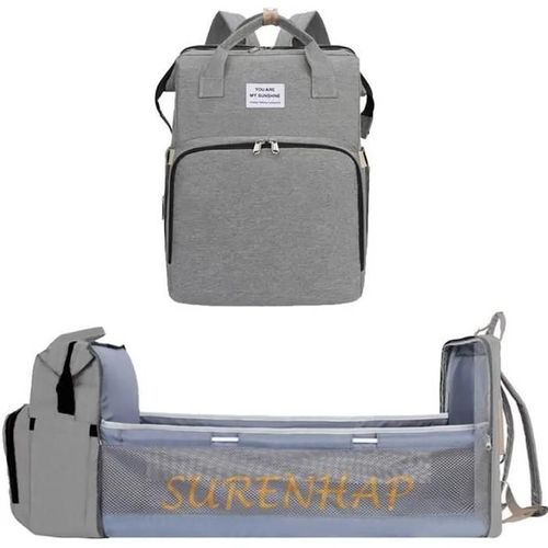 Sac À Langer Berceau Bébé Multifonctionnel De Voyage Portable Pliable - Gris - Surenhap - 3 En 1