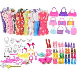 Ensemble d accessoires pour poupee Barbie 35 pieces 12 robes 5 couronnes 6 colliers en plastique 12 paires de chaussures Rakuten