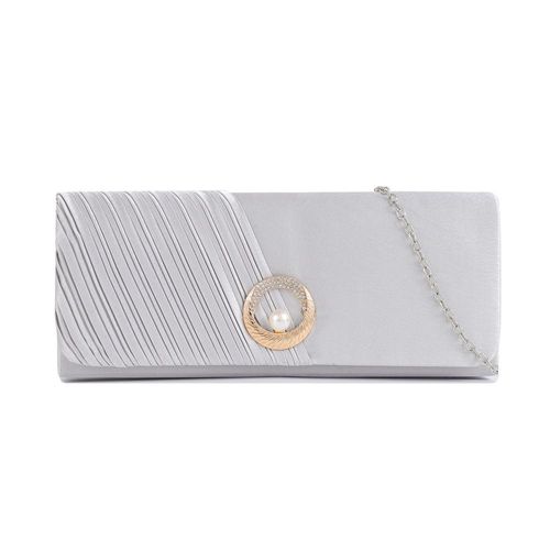 Silver satin Pearl Sac Femme nouveau sac à main plissé