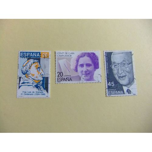 31 Espagne 1988 / Clara Campoamor - Fray Luis De Granada - Jean Monnet / Edifil 2929 / 2931 Fu Yvert Fu