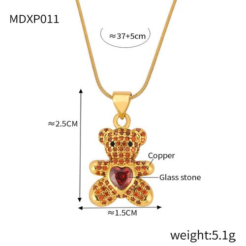Jolight-Collier Ours En Cuivre Avec C?ur En Verre,Pendentif Mignon,Bijoux De Charme Tchèque De Luxe,Sophia