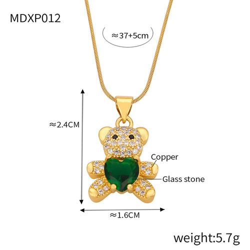 Jolight-Collier Ours En Cuivre Avec C?ur En Verre,Pendentif Mignon,Bijoux De Charme Tchèque De Luxe,Sophia
