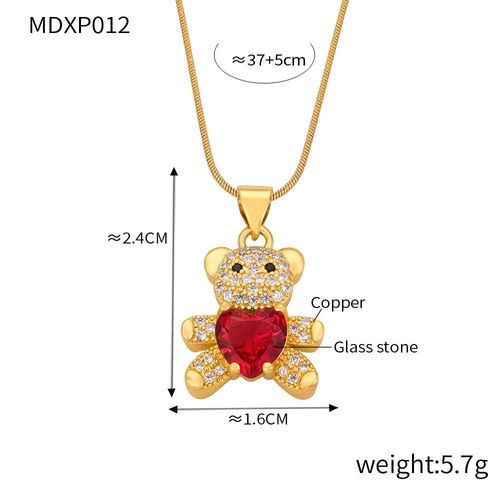 Jolight-Collier Ours En Cuivre Avec C?ur En Verre,Pendentif Mignon,Bijoux De Charme Tchèque De Luxe,Sophia