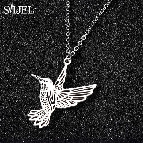 Smjel-Collier Animal Sauvage En Acier Inoxydable,Colibri,Colliers De Présidence,Animal Mignon,Aigle,Phénix,Oiseaux Hirondelle