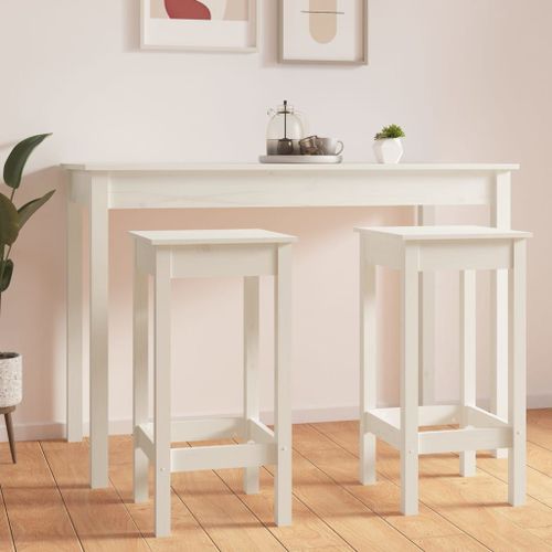 Prolenta Premium - Chaises De Bar Lot De 2 Blanc 40x40x78 Cm Bois De Pin Solide