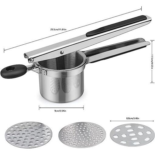 Presse-Purée Manuel Inox 3 Disques Interchangeables – Professionnel 420 Ml Pour Purée, Bébé & Fruits
