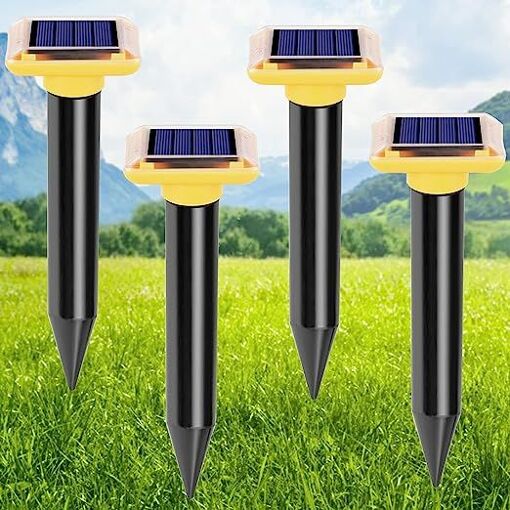 Chasse Taupes Rongeurs écologique Anti Taupe Ultrason Solaire 4 Pièces,Repulsif Taupe Ultrason Solaire Anti Taupe Efficace