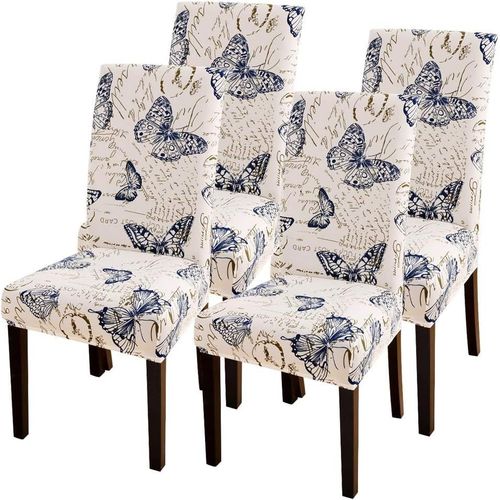 4 Pièces?Papillon? , Housse De Chaise Extensible , Moderne Housse De Chaise Salle À Manger,Amovible Lavable Couverture Protection De Chaise Pour Salle À Manger Hôtel,Cuisine,Décor De Restaurant