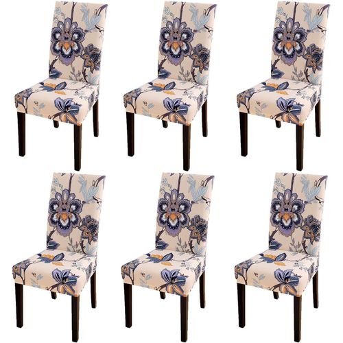 Housse De Chaise Extensible 6 Pièces, Housse De Salle À Manger Amovible Lavable Housse De Chaise Pour Salle À Manger Bouquet De Mariage Moderne, Hôtel (Coquelicot)