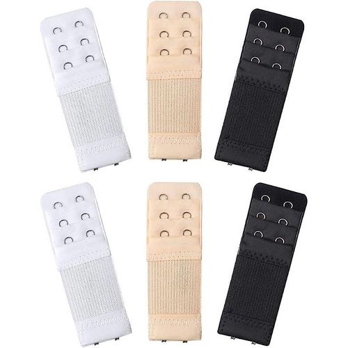Lot De 6 Rallonges Élastiques De Soutien-Gorge À 2/3 Crochets Pour Femme (Blanc, Noir, Beige)