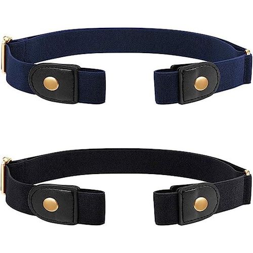 2 Pcs Ceinture Ajustable Sans Boucle Ceinture Elastique Invisible Ceinture Sans Boucle Dames Ceinture Extensible Homme Pour Jeans