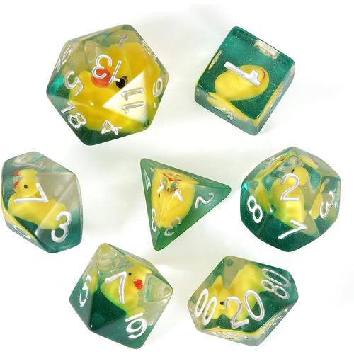 7 Pieces Duck Dice Polyhedral & Rpg Dice Dnd Dice Set With Duck Inside Polyhedral Roll Play Gaming D20 Dice Dungeons And Dragon Dice