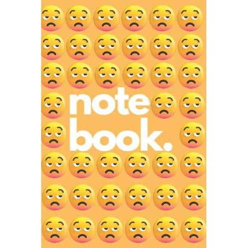 Notebook: 90s Orange Unimpressed Smiley Face Composition Notebook - College Ruled Lined 100 Pages - 6 X 9 6"X9" Funny Series By Julia Toque