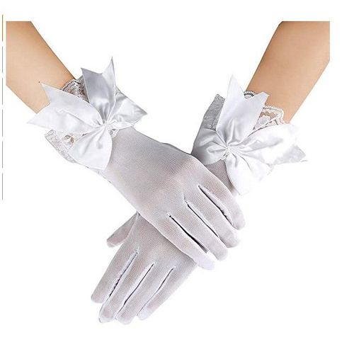 Gants Noeud Papillon Pour Femmes (Blancs) Gants De Poignet D'opéra Vintage Gants De Mariée Élastiques Pour Robes De Fantaisie Fêtes De Mariage Fêtes De Thé Fêtes De Bal