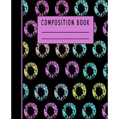 Composition Notebook: Cute Colorful Hair Scrunchies Rubber Band Pattern Wide Ruled Notebook For Girls Size 7.5" X 9.25" 120 Pages