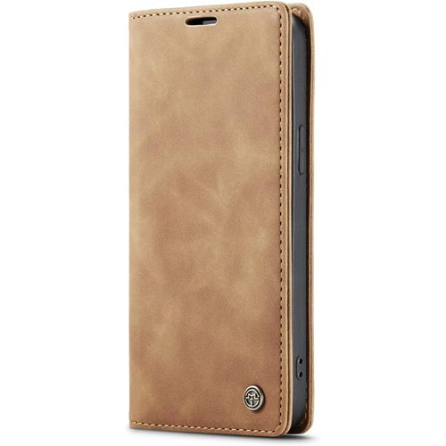Coque Compatible Avec Iphone 14,Coque Rabat Cuir Avec Magnetique,Housse Protection Portefeuille Tui Cartes Stand Fonction (Brun)