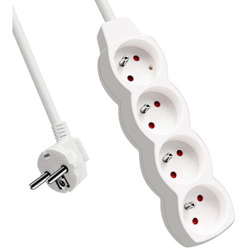 Bloc Multiprises 4 Prises, Rallonge 1,5 m 250 V avec sécurité Enfant, Blanc