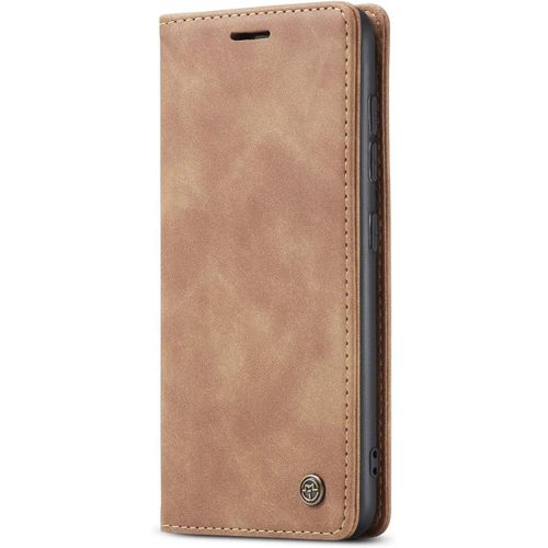 Coque Compatible Avec Samsung Galaxy S20 Plus,Coque Rabat Cuir Avec Magnetique,Housse Protection Portefeuille Tui Cartes Stand Fonction (Brun)