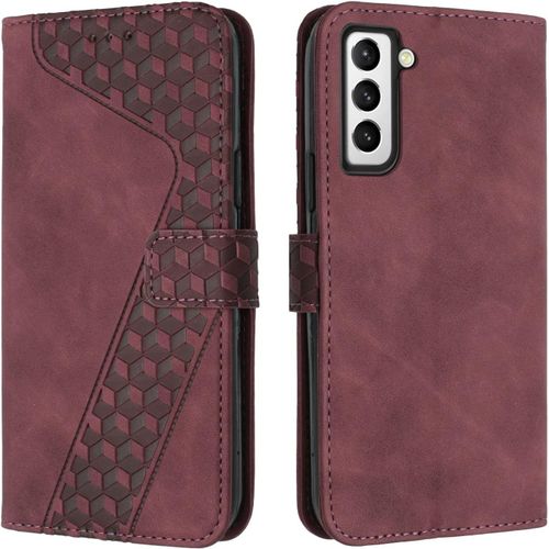 Coque Pour Samsung Galaxy S21, Tui Tlphone Samsung S21, Etui Protection Housse Premium En Cuir Pu Portefeuille Pochette Flip Case [Magntique] Etui Rabat Pour Galaxy S21 (Rouge)