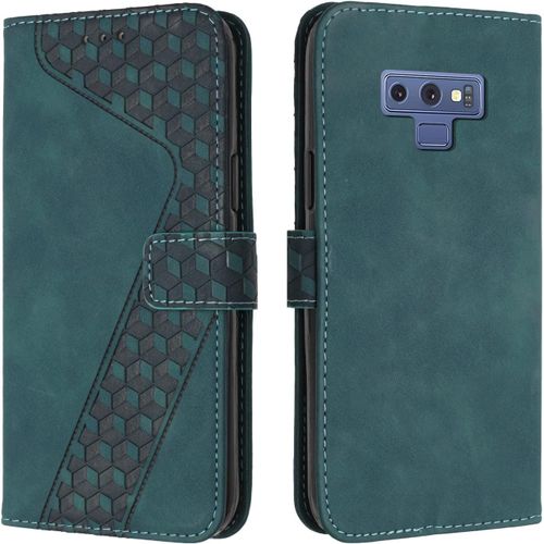 Coque Pour Samsung Galaxy Note 9, Tui Tlphone Etui Protection Housse Premium En Cuir Pu Portefeuille Pochette Flip Case [Magntique] Rabat 9 (Vert), (Okz-Hx-004pu-N9-10300437)