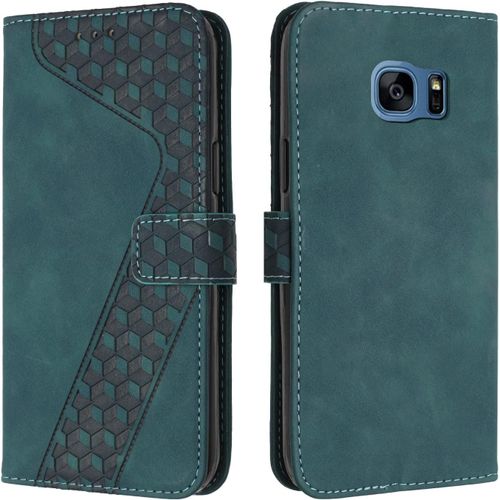 Coque Pour Samsung Galaxy S7 Edge, Tui Tlphone Samsung S7 Edge, Etui Protection Housse En Cuir Pu Portefeuille Pochette Flip Case [Magntique] Etui Rabat Pour Galaxy S7 Edge (Vert)