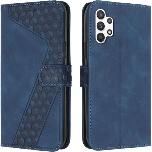 Coque Pour Samsung Galaxy A32 4g, Tui Tlphone Samsung A32 4g, Etui Protection Housse Premium En Cuir Pu Portefeuille Pochette Flip Case [Magntique] Etui Rabat Pour Galaxy A32 4g (Bleu)