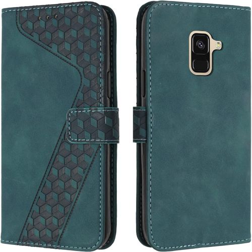 Coque Pour Samsung Galaxy A6 2018, Tui Tlphone Samsung A6 2018, Etui Protection Housse En Cuir Pu Portefeuille Pochette Flip Case [Magntique] Etui Rabat Pour Galaxy A6 2018 (Vert)