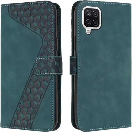 Coque Pour Samsung Galaxy A12/M12, Tui Tlphone Samsung A12 4g/M12 4g/F12 4g, Etui Protection Housse Premium En Cuir Pu Portefeuille Pochette Flip Case [Magntique] Etui Rabat (Vert)