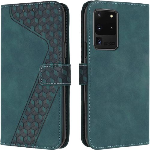 Coque Pour Samsung Galaxy S20 Ultra, Tui Tlphone Samsung S20 Ultra, Etui Protection Housse En Cuir Pu Portefeuille Pochette Flip Case [Magntique] Etui Rabat Pour Galaxy S20 Ultra (Vert)