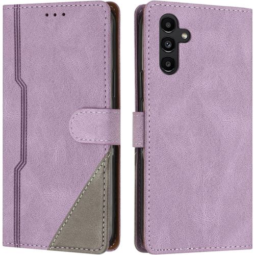 Coque Pour Samsung Galaxy A24 4g, Housse Etui Portefeuille Cuir Multifonction, Fermeture Magntique Clapet Anti-Choc [Fonction Support] Flip Case Compatible Avec Samsung A24 4g (Pourpre)