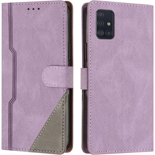 Coque Pour Samsung Galaxy A71 5g, Housse Etui Portefeuille Cuir Multifonction, Fermeture Magntique Clapet Anti-Choc [Fonction Support] Flip Case Compatible Avec Samsung Galaxy A71 5g(Pourpre)