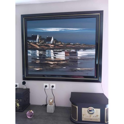 Bonjour, je vends ce tableau venant d’un artiste peintre assez connu. Prix d’achat 4500 euros, nous revendons aujourd’hui 1400 euros négociables très raisonnablement..peinture, faite à la main/couteau