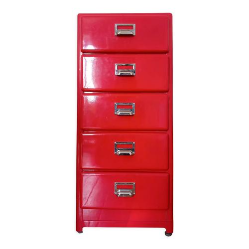 Commode Metal Rouge 5 Tiroirs Rouge