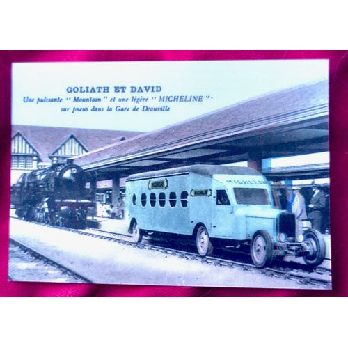 Carte Postale Animée Michelin. Micheline Train "Goliath Et David" Gare De Deauville. Produite Par Editions Atlas.Cp En 3d. Chemin De Fer