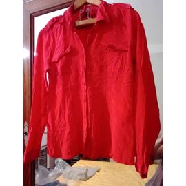 Chemise En Soie Rouge 42 Xl Burton Of London.