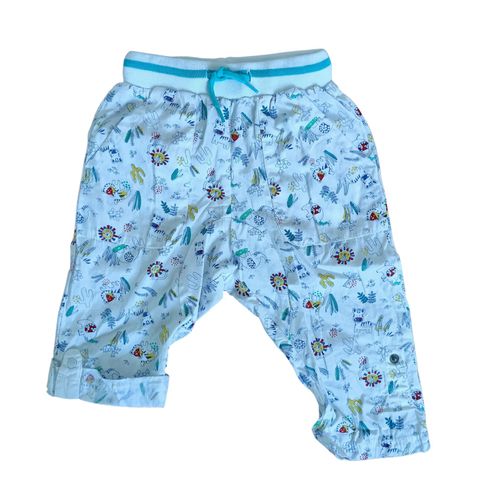 Pantalon Blanc Motif Multicolore. Elephant. Lion. Zebre. Du Pareil Au Meme. Dpam. Coton. Taille 12 Mois. 74 Cm