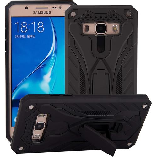 Coque Samsung Galaxy J7 2016 Avec Hd Verre Trempe Double Couche Multi-Fonctionnel Robuste Armor Support Protection Etui Anti-Derapante Antichoc Bumper Etui Hybride Housse