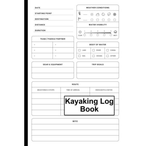 Kayaking Log Book: Simple Kayak Canoeing Canoe Journal, Track Your Kayaking Adventures, Boating Paddling Record, Gift Idea For Kayaker Paddler