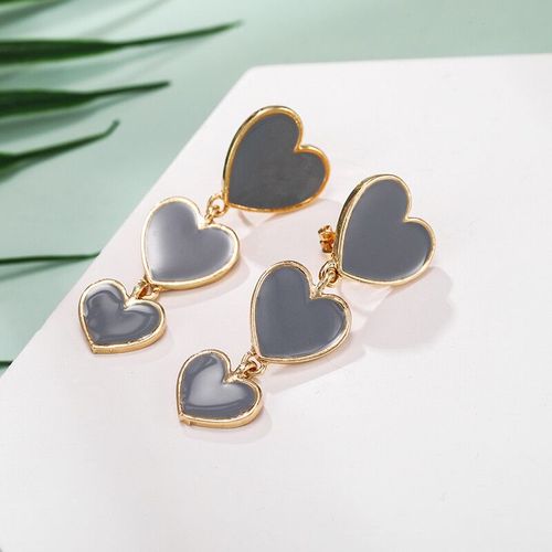 Boucles D'oreilles En Émail Non Percées Pour Femmes,Clip Long C?ur,Clips D'oreille En Métal Doré,Bijoux Klipsy,Noir Et Blanc,Six Documents,Nouvelle Mode