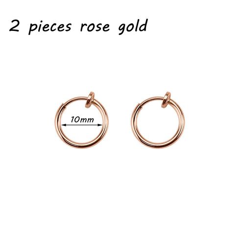 Boucles D'oreilles En Acier Avec Faux Anneaux À Ressort,Bijoux De Piercing Pour Le Corps De L'oreille De L'antarctique,2 Pièces