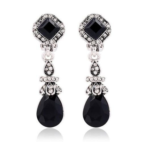 Faux Piercing Vintage,Boucles D'oreilles En Résine Noire Rouge Géométrique Carré Clip,Boucles D'oreilles Non Percées Bohème,Boucles D'oreilles Pour Femmes