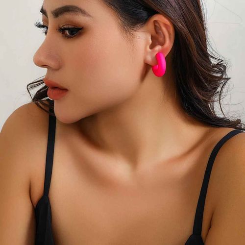 Wanzbottles-Boucles D'oreilles À Clip En Forme De C Pour Femme,Cercle Rond Simple,Manchette D'oreille En Cartilage,Acrylique,Rouge,Bleu,Noir,Rose,Sans Piercing,1 Pièce