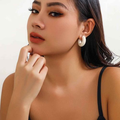 Wanzbottles-Boucles D'oreilles À Clip En Forme De C Pour Femme,Cercle Rond Simple,Manchette D'oreille En Cartilage,Acrylique,Rouge,Bleu,Noir,Rose,Sans Piercing,1 Pièce