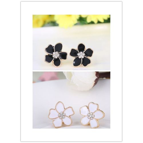 Boucles D'oreilles En Émail Style Coréen En Forme De Fleur Sans Piercing Pour Filles,Bijoux Mignons Sans Trou