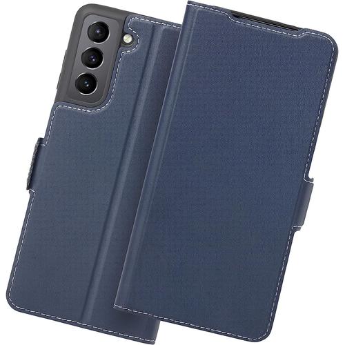 Coque Samsung Galaxy S21(4g/5g), Housse Samsung S21, Coque S21 Rabat, Coque S21 Clapet, Protection Samsung S21 Cuir,Etui Samsung S21,Pochette Galaxy S21, Flip/Folio Phone Cover Case.Bleu