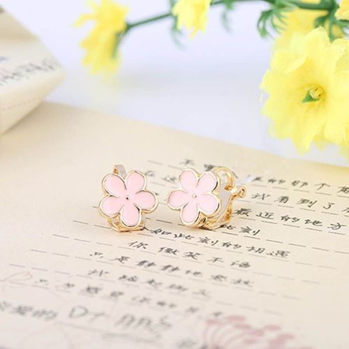 Jio -Boucles D'oreilles À Clip Sans Allergie Pour Enfants,Jolie Fleur,Rose,Blanc,Piercing,Mode,Nouvelle Arrivée