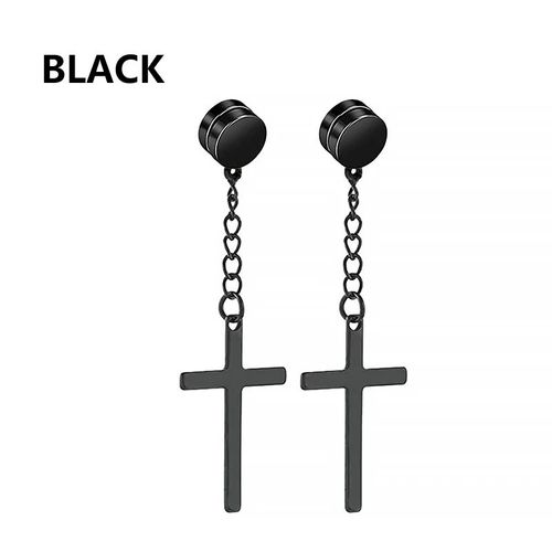 Boucles D'oreilles Punk En Acier Inoxydable,Pendentif Croix Étoiles,Réinitialisation D'oreille Sans Piercing,Mode Hip Hop,Sans Trou D'oreille,Bijoux Pour Homme Et Femme,1 Paire