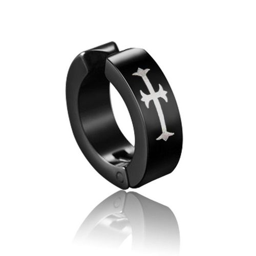 Boucles D'oreilles Clip Croix Classique En Acier Inoxydable Pour Femmes Et Hommes,Manchette Sans Trou D'oreille,Piercing Punk,Bijoux Cadeaux,Mode,2 Pièces